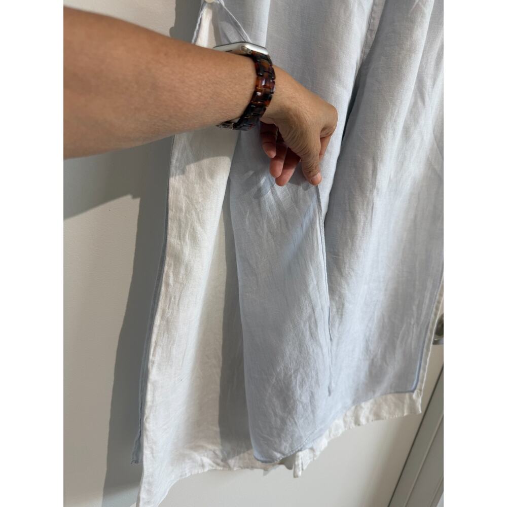 VIVID 100% Linen Double Layer Statement Cropped pant sea shell button Size-L - Picture 9 of 13
